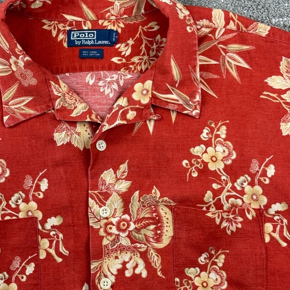 Polo by Ralph Lauren Other - Vintage Polo Ralph Lauren Shirt Mens 3X Big Linen Cotton Floral Camp Hawaiian